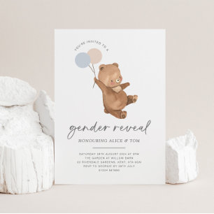 Convite Revelação do Sexo Balões Urso de Pelúcia