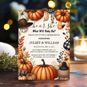 Convite Revelação do Sexo da Menina do Outono Rosa Azul na