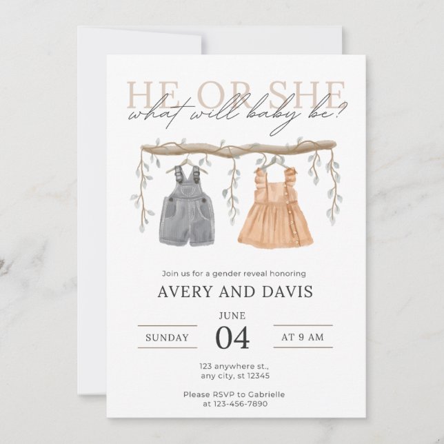 Convite Revelação do Sexo do Bebê  (Frente)