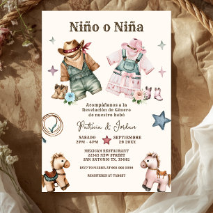 Convite Revelação do Sexo do Bebê Cowboy Espanhol Menino o