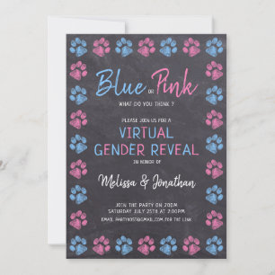 Convite Revelação Virtual de Gênero Azul-Cor-de-Rosa
