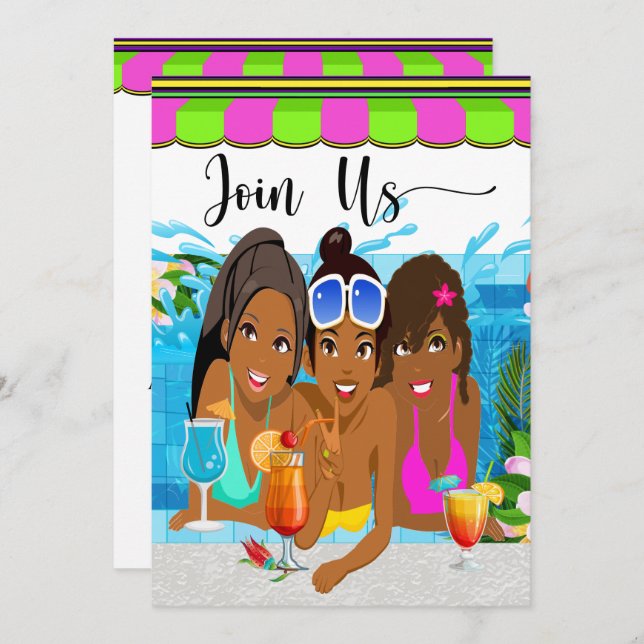 Convite Revisado para Festa na Piscina (Frente/Verso)