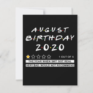 Convite Revisão de 2020 Agosto Aniversário Muito Ruim