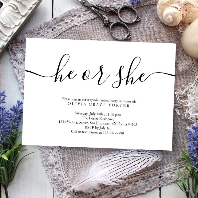 Convite Revisão de Gênero Preto e Branco de Script Minimal (Criador carregado)