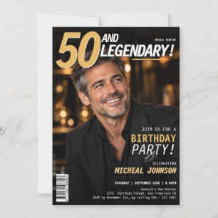 Convite Revista 50 e Homens Lendários Capa Aniversário de 