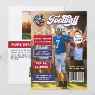 Convite Revista All American Boy Football Capa de Aniversá