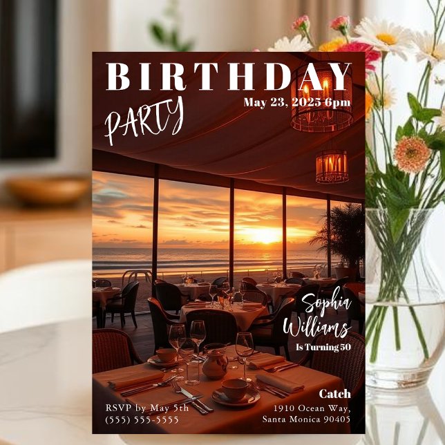 Convite Revista Cobrir Beach Birthday (Magazine Cover Beach Birthday Invitation
)