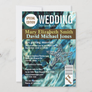 Convite revista de casamento Starfish Beach PERSONALIZE