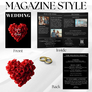 Convite Revista de Casamento Tudo em Um Rosas Vermelhas