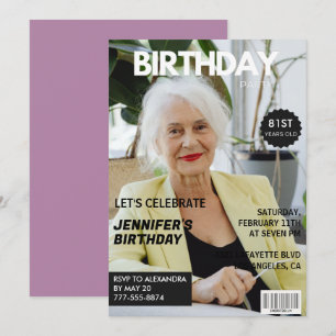 Convite Revista de Fotos Divertida e Elegante 81º aniversá