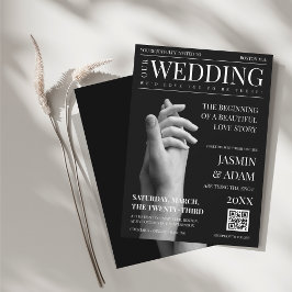 Convite Revista de Luxo em Modo Escuro Casamento