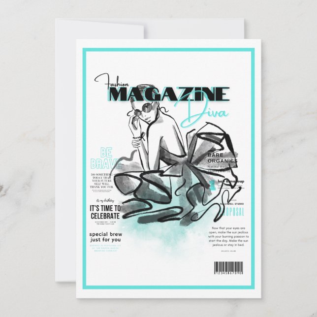 Convite Revista de moda diva da despedida de solteira (Frente)