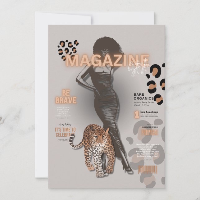 Convite revista de moda diva de despedida de solteira (Frente)