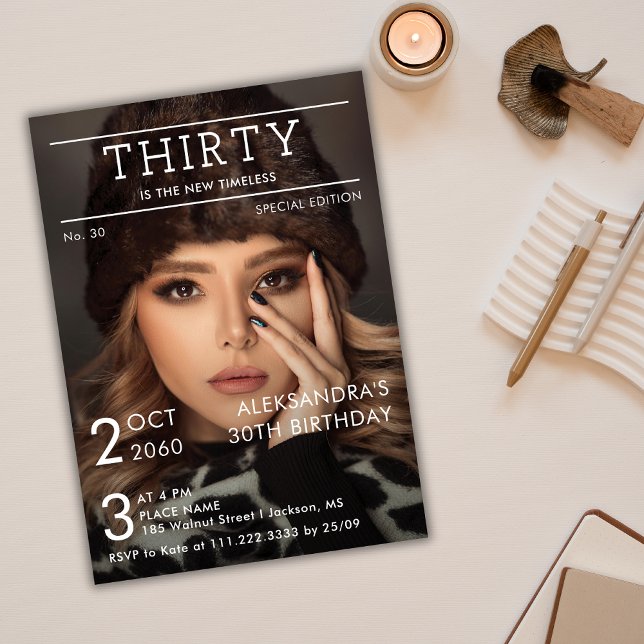 Convite Revista Editorial Foto Aniversário (Criador carregado)