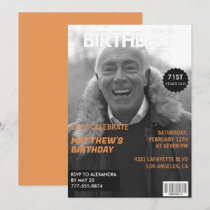 Convite Revista Editorial preto e branco Aniversário de 71