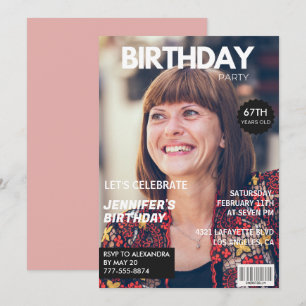 Convite Revista Elegante Luxo Foto Aniversário de 67 anos