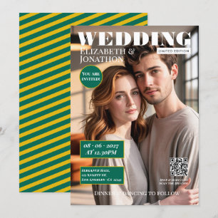 Convite Revista Emerald Green & Gold Foto de Casamento