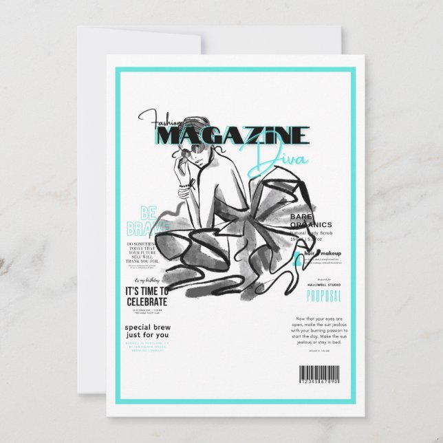 Convite revista festa de solteira fashion diva (Frente)