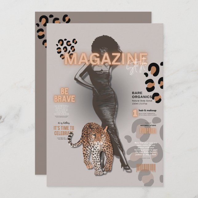 Convite revista festa de solteira fashion diva (Frente/Verso)