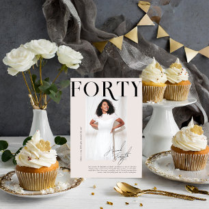 Convite Revista Moderno e Elegante Foto de 40º Aniversár