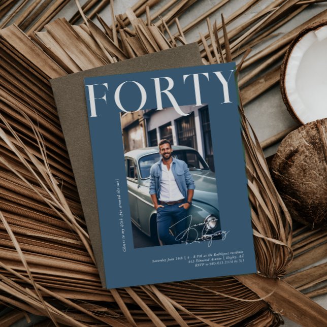 Convite Revista Na moda moderna | Foto aniversário de 40 a (Criador carregado)