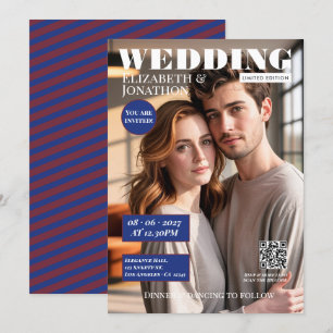Convite Revista Navy & Burgundy Casamento Foto