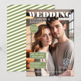 Convite Revista Sage Green & Ivory Foto de Casamento