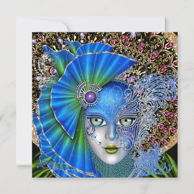 Convite Revisto para a Mardi Gras Mascarada (Frente)