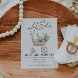 Convite Revolução de Gênero Boho Baby Stroller Chá de fral