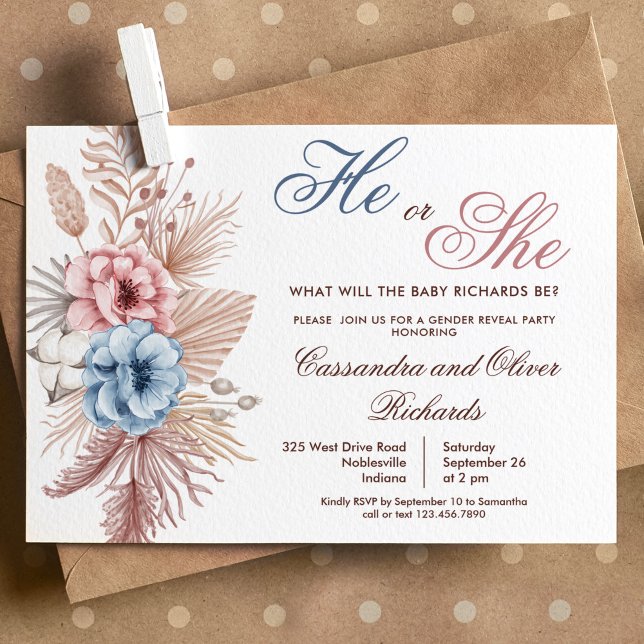 Convite Revolução de Gênero da Grama Boho Pampas (Criador carregado)