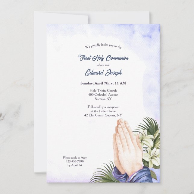 Convite Rezando Mãos Religiosas (Frente)