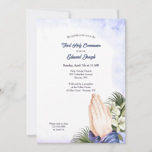 Convite Rezando Mãos Religiosas