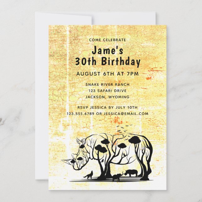 Convite Rhino Tree Silhouette (Frente)