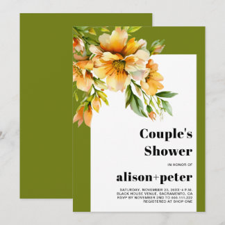 Convite Rhododendron orange yellow flowers couple's shower