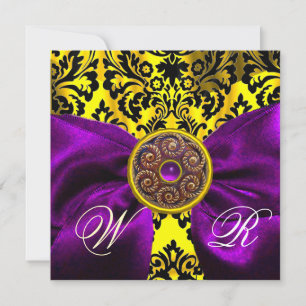 Convite RIBBON PURPURA  AMARELO Dourado  PRETO  DAMASCO MO