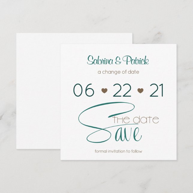 Convite Rich BOHO Hunter Green - Salvar a data (Frente/Verso)