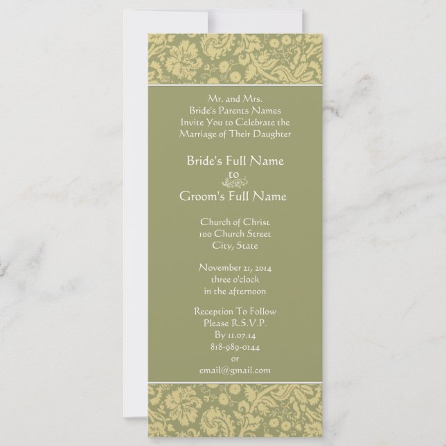 Convite Rich Deep Grey Damask Swirls Wedding Invitation (Frente)