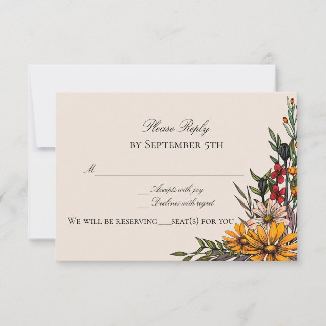 Convite Rich Fall Florals Reply/RSVP Card (Frente)