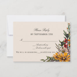 Convite Rich Fall Florals Reply/RSVP Card