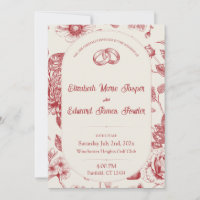 Rich Red French Floral Toile Floral Floral