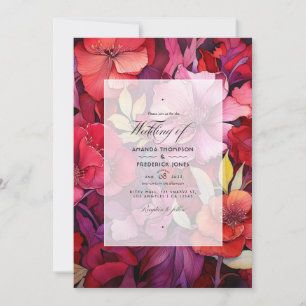 Convite Rich Reds Floral Casamento no inverno