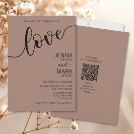 Convite Rico Amor Preto Mocha Script Minimalista Casamento