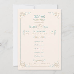 Convite Rico Art Deco Blue & Cream Insert Card