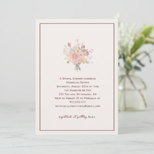 Convite Rico Burgundy Minimalista Chá de Noiva Elegante