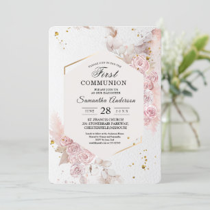 Convite Rico de Quadro Floral Rosa Elegante