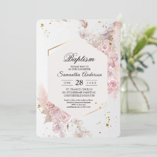 Convite Rico de Quadro Floral Rosa Elegante