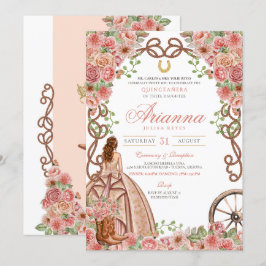 Convite Rico Dourado do País Floral Ocidental Quinceañera