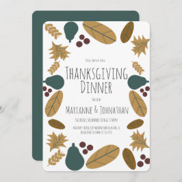 Convite Rico Fall Fall Janta Pears Folhas de Graças