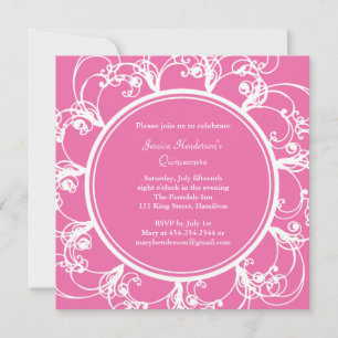 Convite Rico Faquetário Quinceanera Invite (fuchsia)