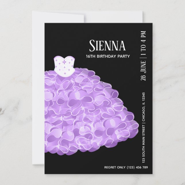 Convite Rico Glam Gown (Frente)